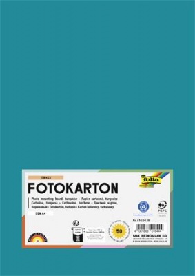 Dekorkarton, A4, 300 g, 50 lap, FOLIA, türkiz