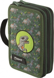 Tolltartó, töltött, 2 emeletes, cipzáras, MAPED, dinoszaurusz